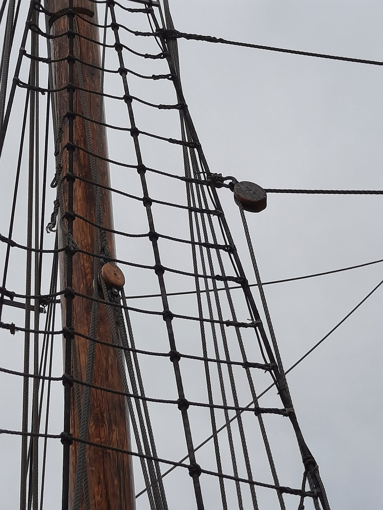 Old Ship wooden Mast ropes traditional rigging