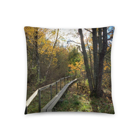 Autumn footpath throw pillow landscape