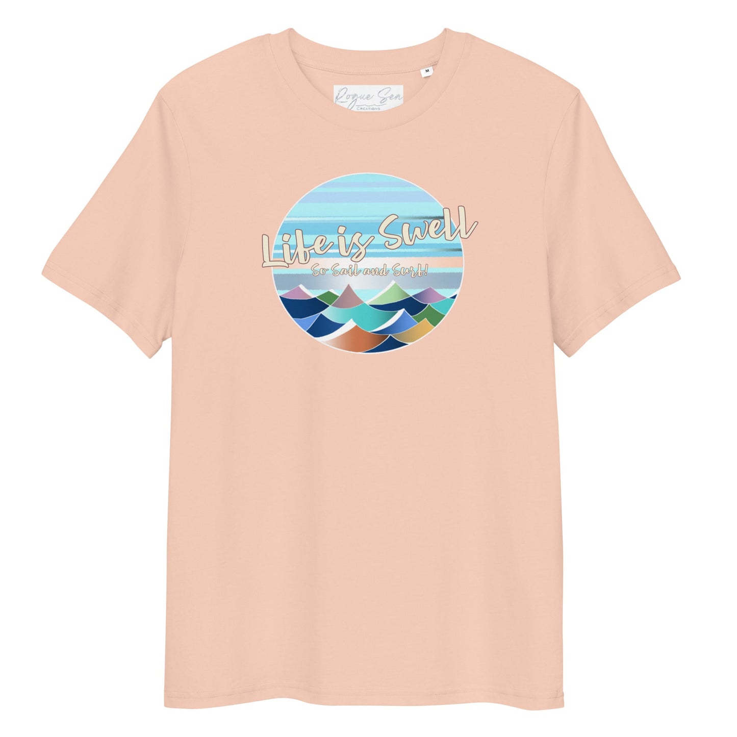 Coastal t-shirt Life is Swell colorful waves