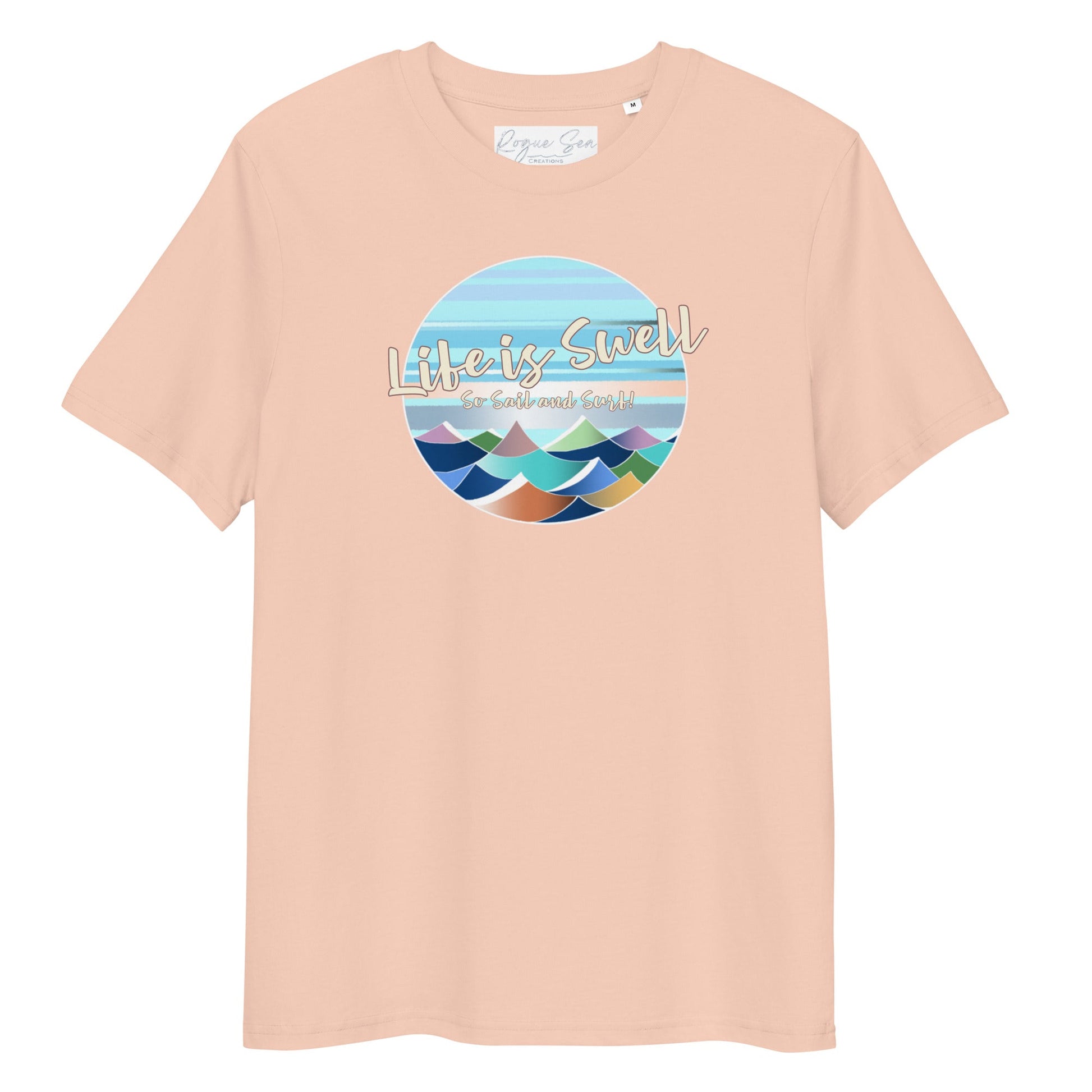 Coastal t-shirt Life is Swell colorful waves