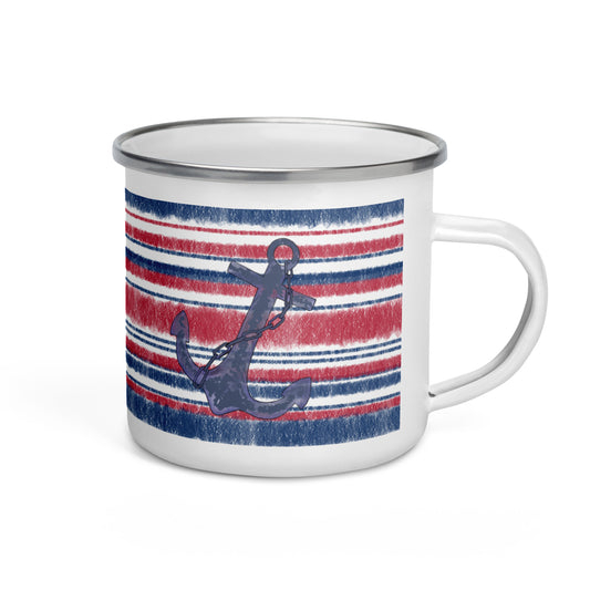 Marine Stripe mug with anchor design