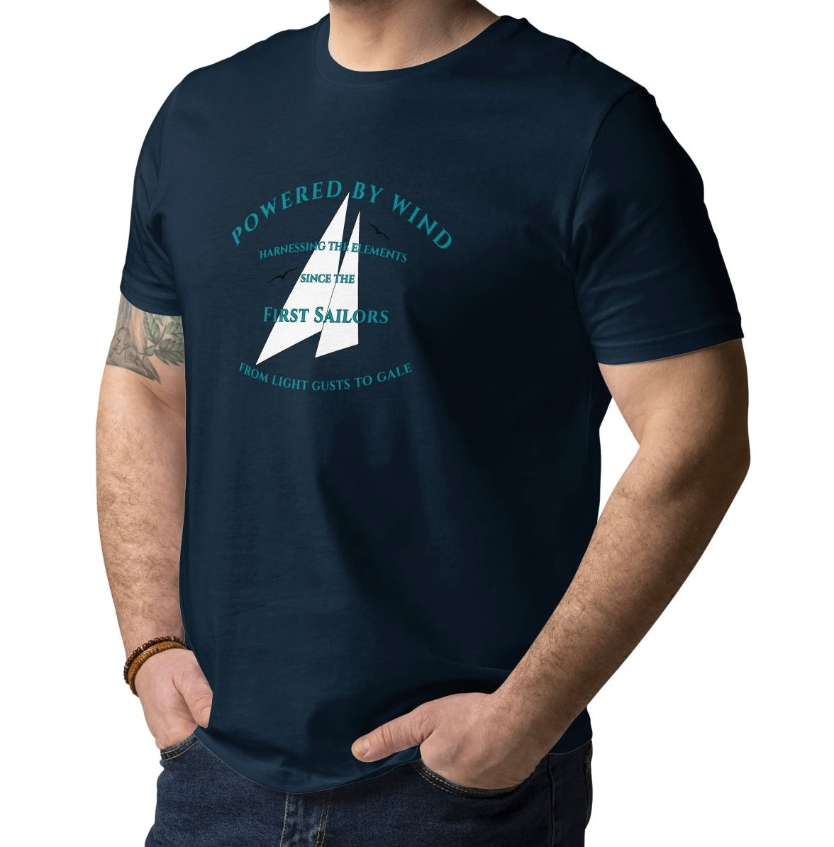 Powered by Wind t-shirt white sails