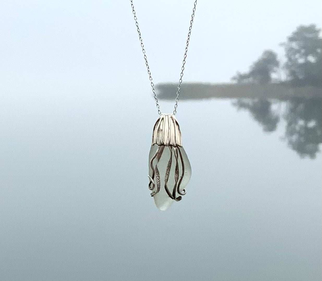 Sea glass jellyfish necklace