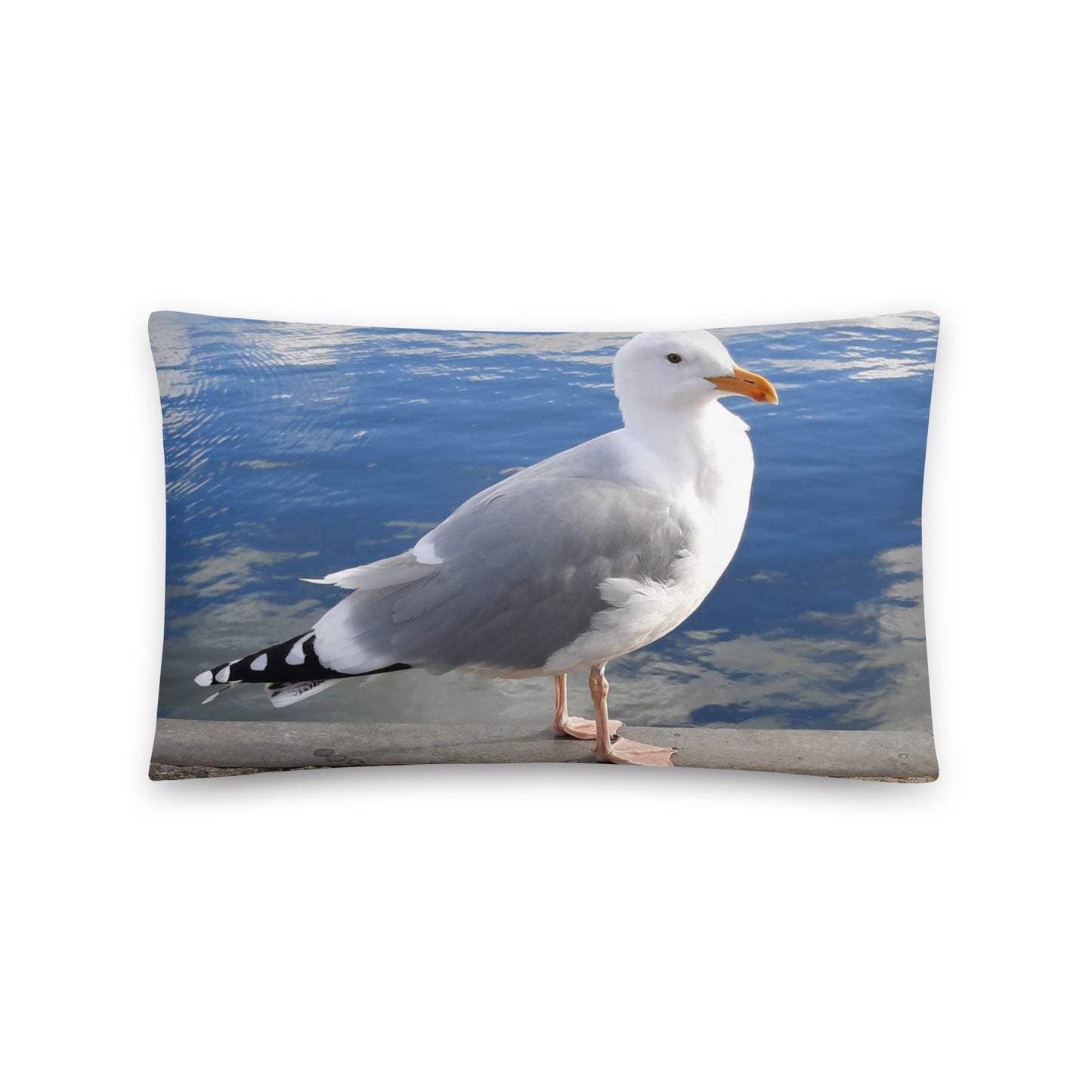 Seaside throw pillow Blue Seagull