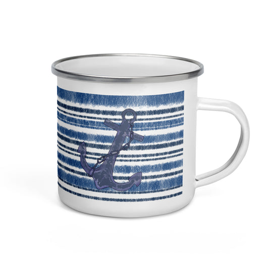 Blue Marine Stripe anchor mug