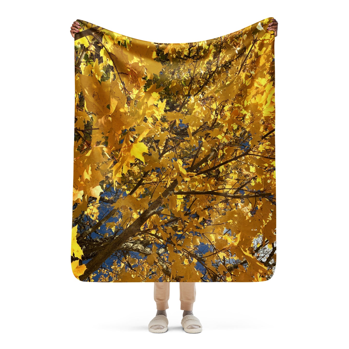 Golden Maple sherpa blanket